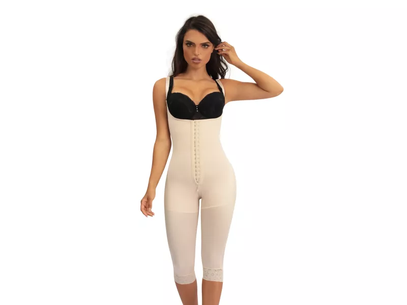 MariaE Fajas Postoperative Shapewear with Bra Side Zipper Knee Length