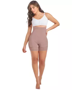 Delie 09226 Seamless High Waist Shorts with Butt Lift-Cocoa-3XL