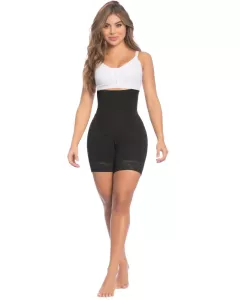 Delie 09350 Shorts High-Waist High Compression Side Zipper-Black-XL