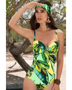 Tropical Green Side-Cutout Swimsuit