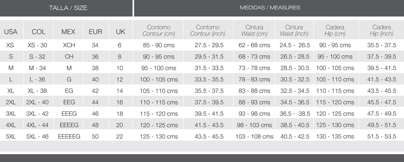 Chery Waist Cincher Size Chart